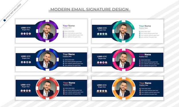 Vector sjabloon voor zakelijke e-mailhandtekeningen en professionele lay-out van de e-mailvoettekst
