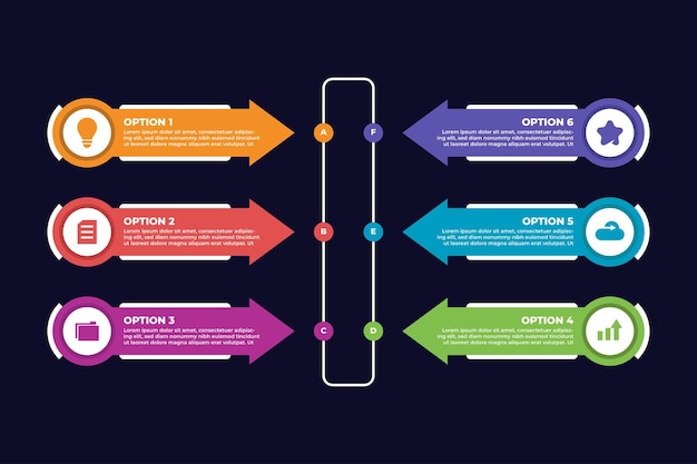 Sjabloon voor zakelijke infographic met lijstpijl