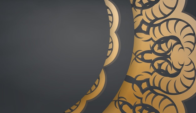 Sjabloon voor zwart spandoek met abstract gouden patroon en plaats onder uw tekst