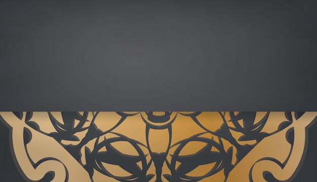 Sjabloon voor zwart spandoek met Indiaas gouden patroon en ruimte voor uw logo