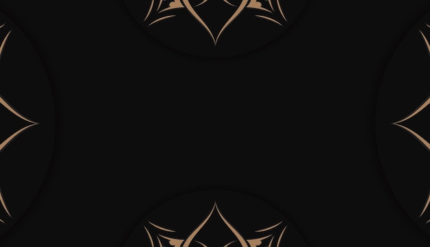 Sjabloon voor zwart spandoek met luxe bruin ornament en ruimte voor uw logo
