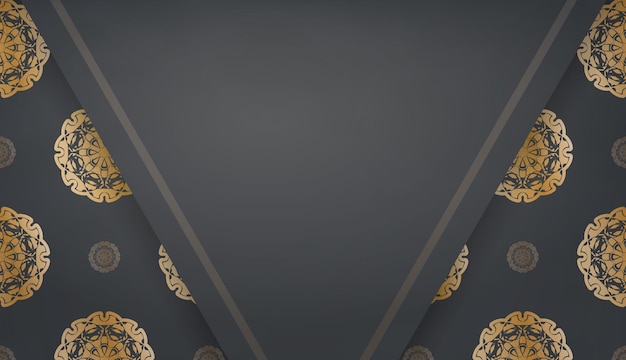 Sjabloon voor zwarte spandoek met antieke gouden ornamenten en ruimte voor uw logo