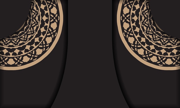 Sjabloon voor zwarte spandoek met luxe ornamenten en plaats voor uw logo en tekst. sjabloon voor ansichtkaart printontwerp met griekse patronen.