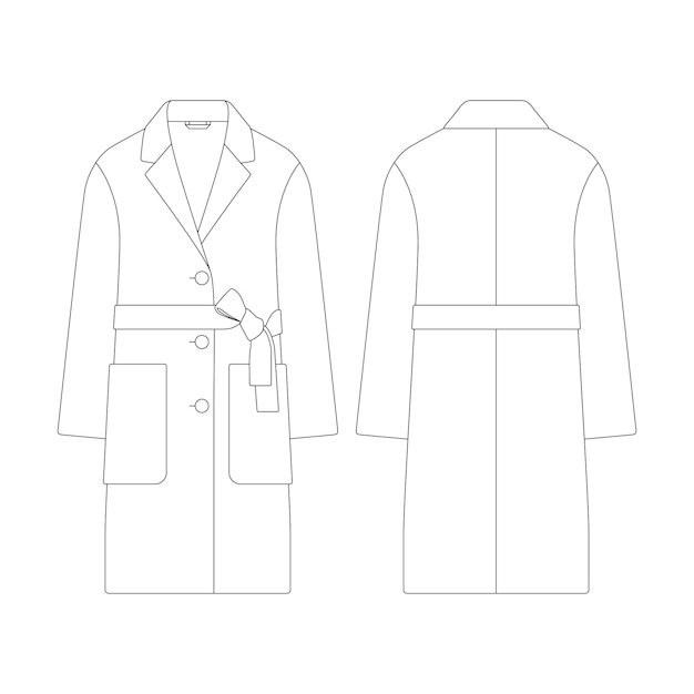 Vector sjabloon vrouwen wollen jas vector illustratie plat ontwerp overzicht kleding collectie bovenkleding
