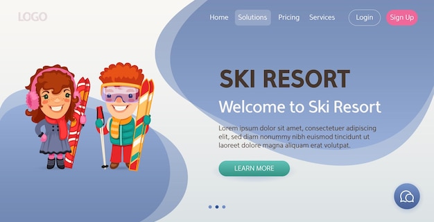 Vector sjabloon website skigebied