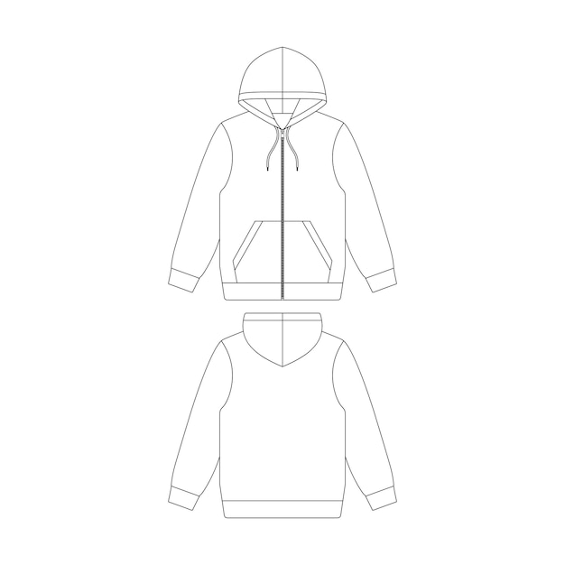 Vector sjabloon zip hoodie vector illustratie platte schets ontwerp schets