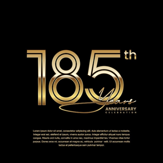 Sjabloonontwerp met dubbele regelnummerstijl in gouden kleur voor 185-jarig jubileum