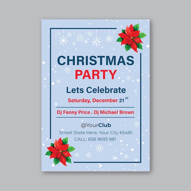 Sjabloonontwerp voor Kerstfeest Flyer