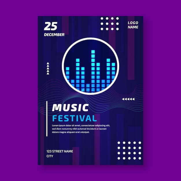 Sjabloonontwerp voor moderne muziekfestival-flyer