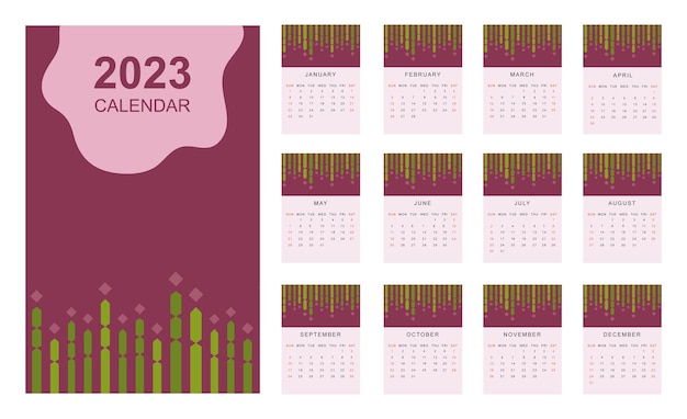 Vector sjabloonontwerp voor nieuwjaarskalender voor 2023