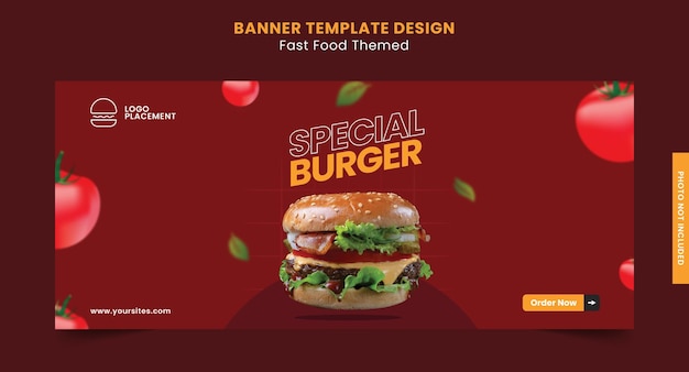 Sjabloonontwerp voor spandoek Fastfood-thema