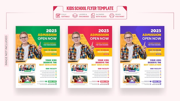 Vector sjabloonontwerp voor toelating tot schoolonderwijs voor kinderen