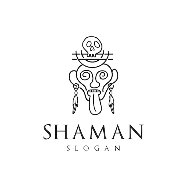 Sjamaan logo mascotte esoterische magie heilig pictogram mystieke etnische illustratie