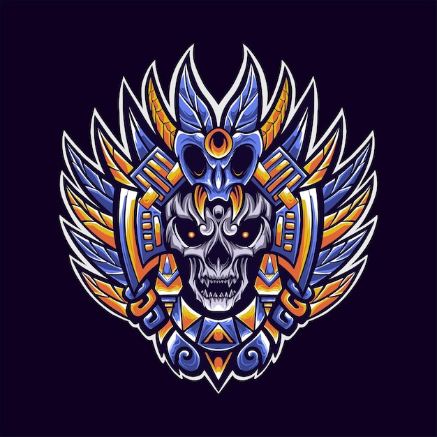 Vector sjamaan tribal logo mascotte illustratie