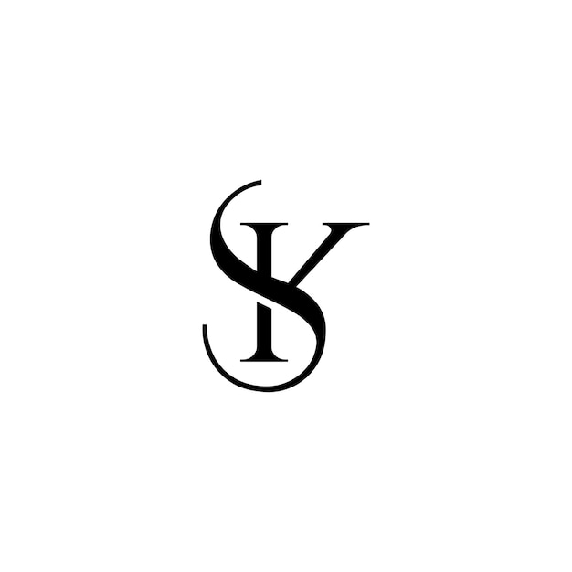 SK or KS modern minimalist initial lettering logo