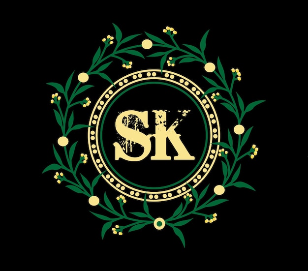 円形のSKレターロゴデザイン SKサークルとキューブ形のロゴデザイン SKモノグラムビジネス