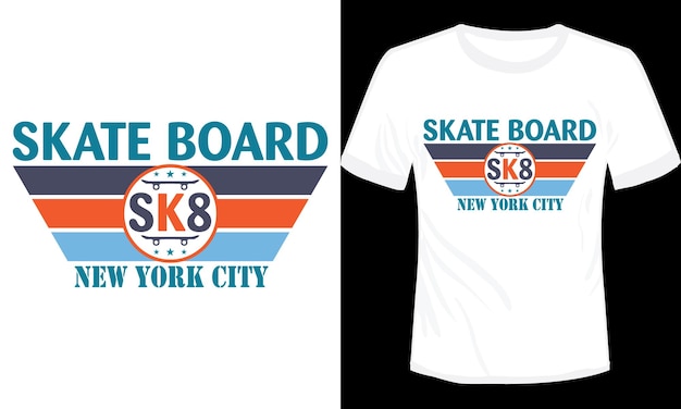 SK8 Skateboard New York City Tshirt Design Vector Illustration