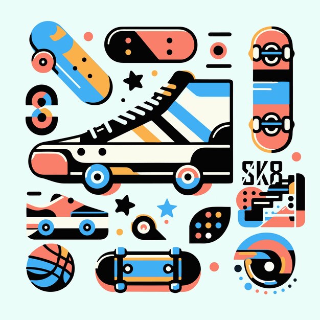 SK8 Skateboard subculture design elements