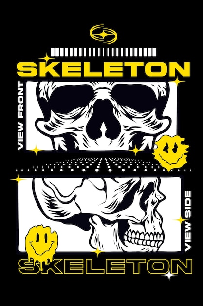 Vector skaleton tshirt design streetwear