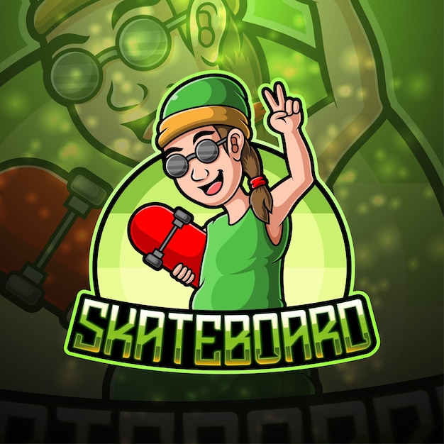 Skate board esport mascotte logo design