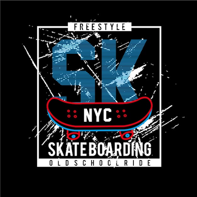 Skate board sktypographydesigntshirt vectorvector illustratie