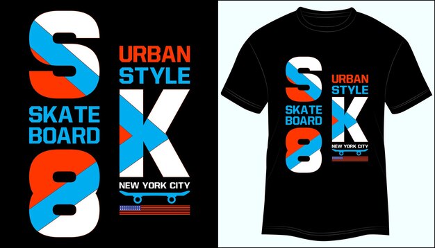 Skate Board T-shirt Design NYC typografie vectorillustratie