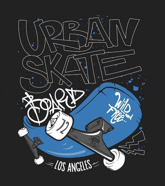 Vector skate board typografie tshirt grafische vectoren ontwerp