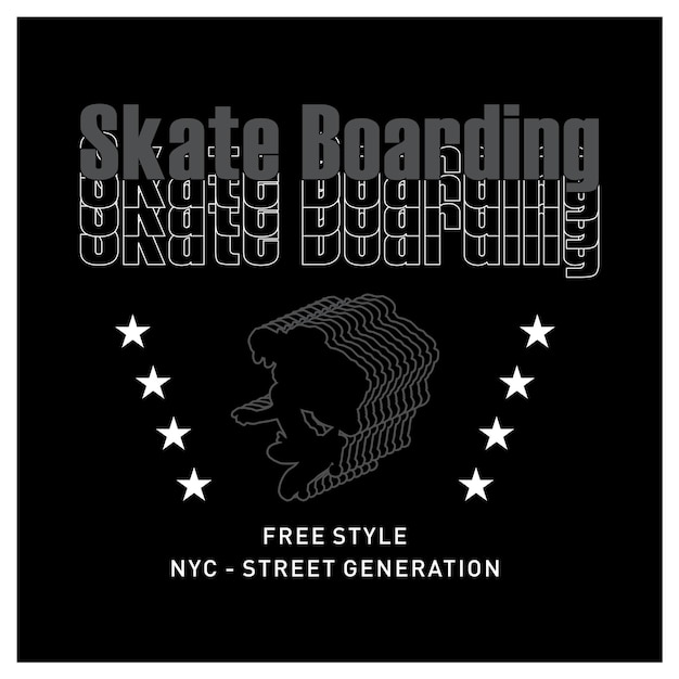 Skate boarding sport typografie tshirt grafische vectoren