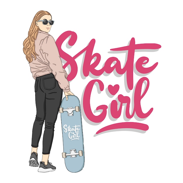 Skate girl illustratie