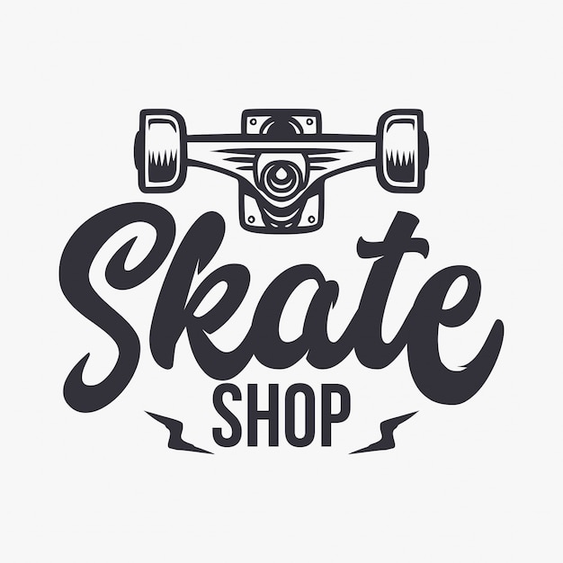 Skate shop illustration and lettering
