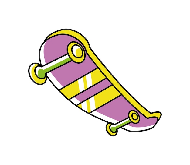 Vector skateboard 90s pop art icon isolated