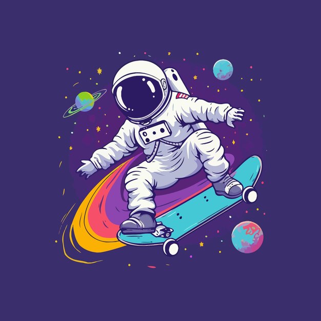 Skateboard astronaut vector template