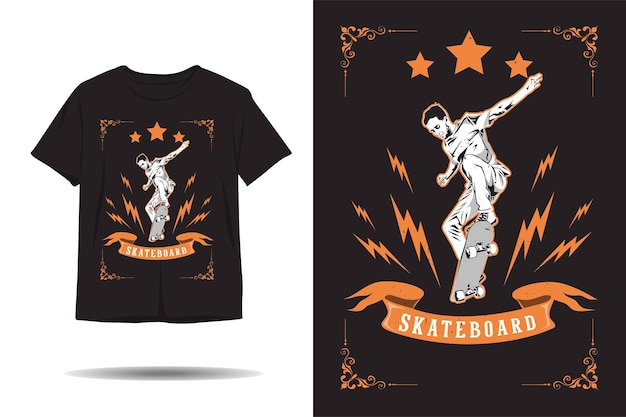 Skateboard freestyle elettrico vintage silhouette tshirt design