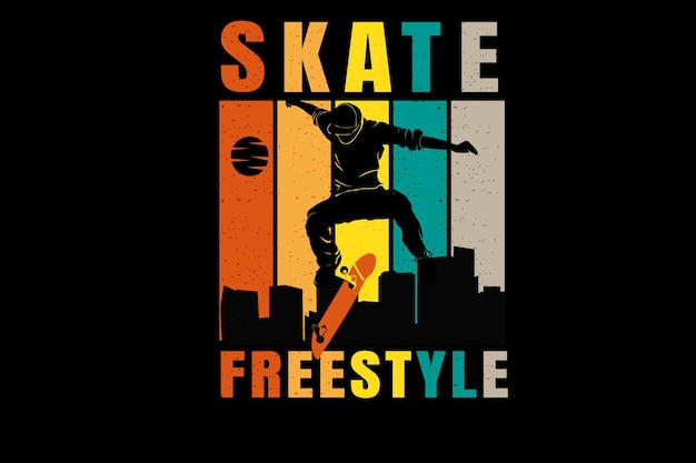 Skateboard freestyle kleur oranje creme en groen