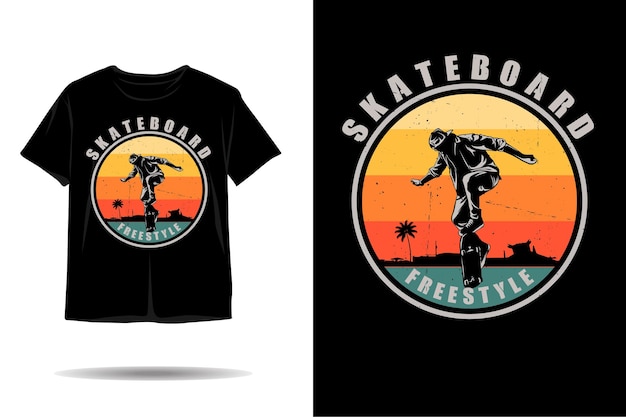 Skateboard freestyle silhouet tshirt ontwerp
