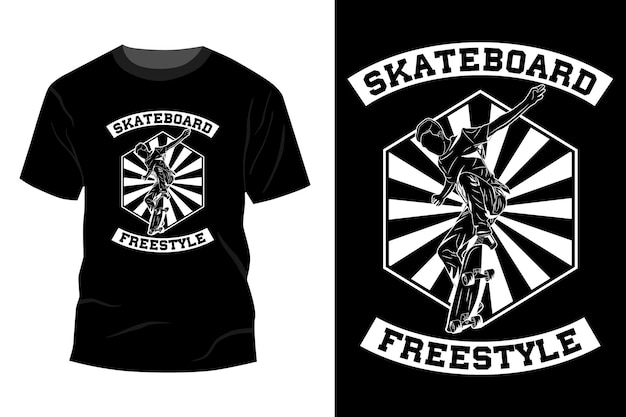 Skateboard freestyle t-shirt mockup design silhouette