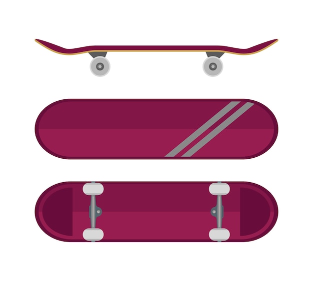 The skateboard from different angles. Isolated on a white background.