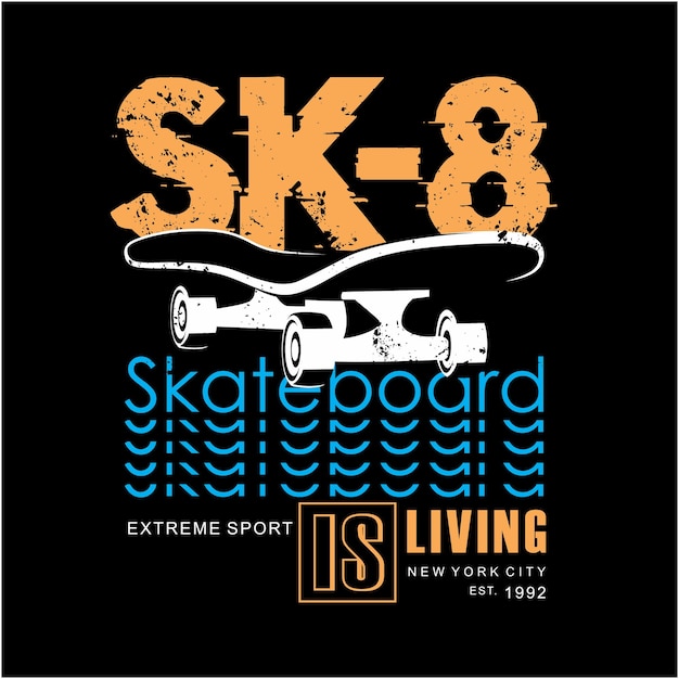 Vettore tipografia grafica di skateboard per lo stile casual del design di tshirt