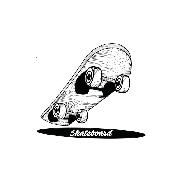 Vettore disegnato a mano di skateboard