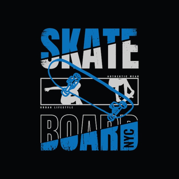 Иллюстрация скейтборда для футболки, плаката, наклейки или одежды