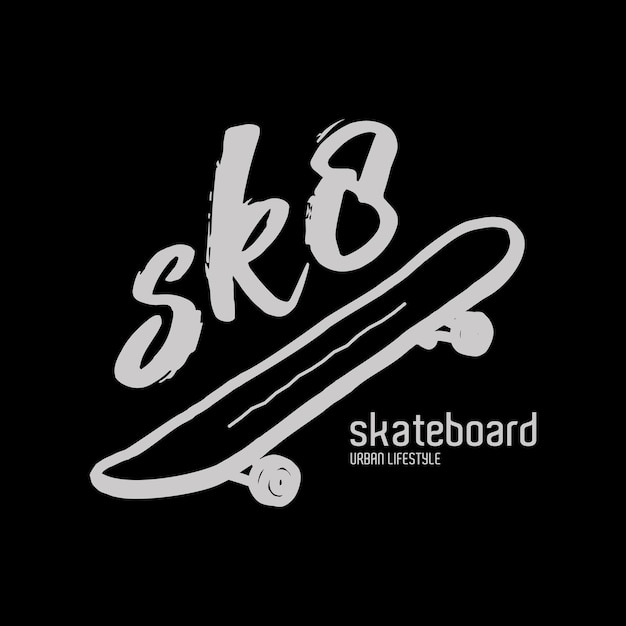 Vettore tipografia dell'illustrazione dello skateboard per l'autoadesivo del logo del manifesto della maglietta o la merce dell'abbigliamento