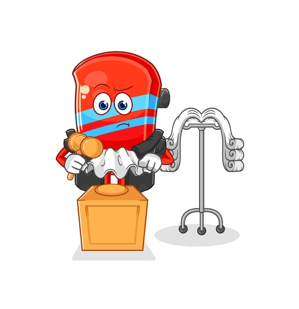 skateboard judge holds gavel character vector