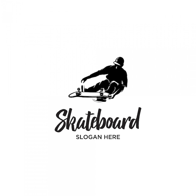 Skateboard man style silhouette logo template