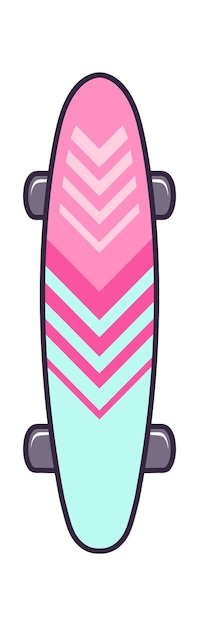 Skateboard met kleurrijk patroon extreme sport icon vector illustration