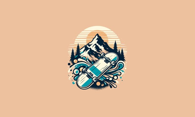 skateboard on mountain vector illustration flat design