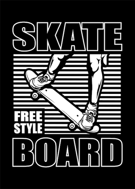 Vector skateboard retro poster