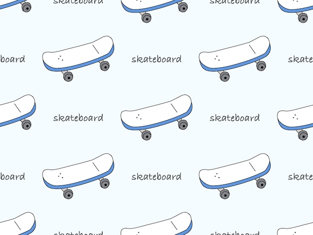 Skateboard stripfiguur naadloos patroon op blauwe achtergrond