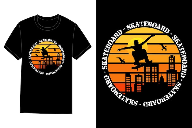 Skateboard T-shirt Ontwerp Retro Vintage