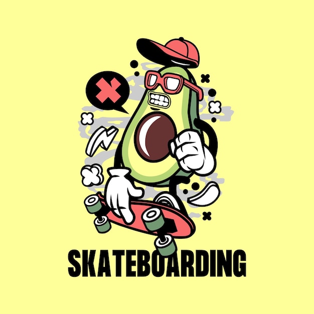 Skateboard-t-shirtontwerp met illustratie