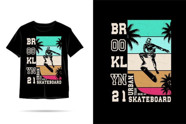 Skateboard urban team silhouette tshirt design